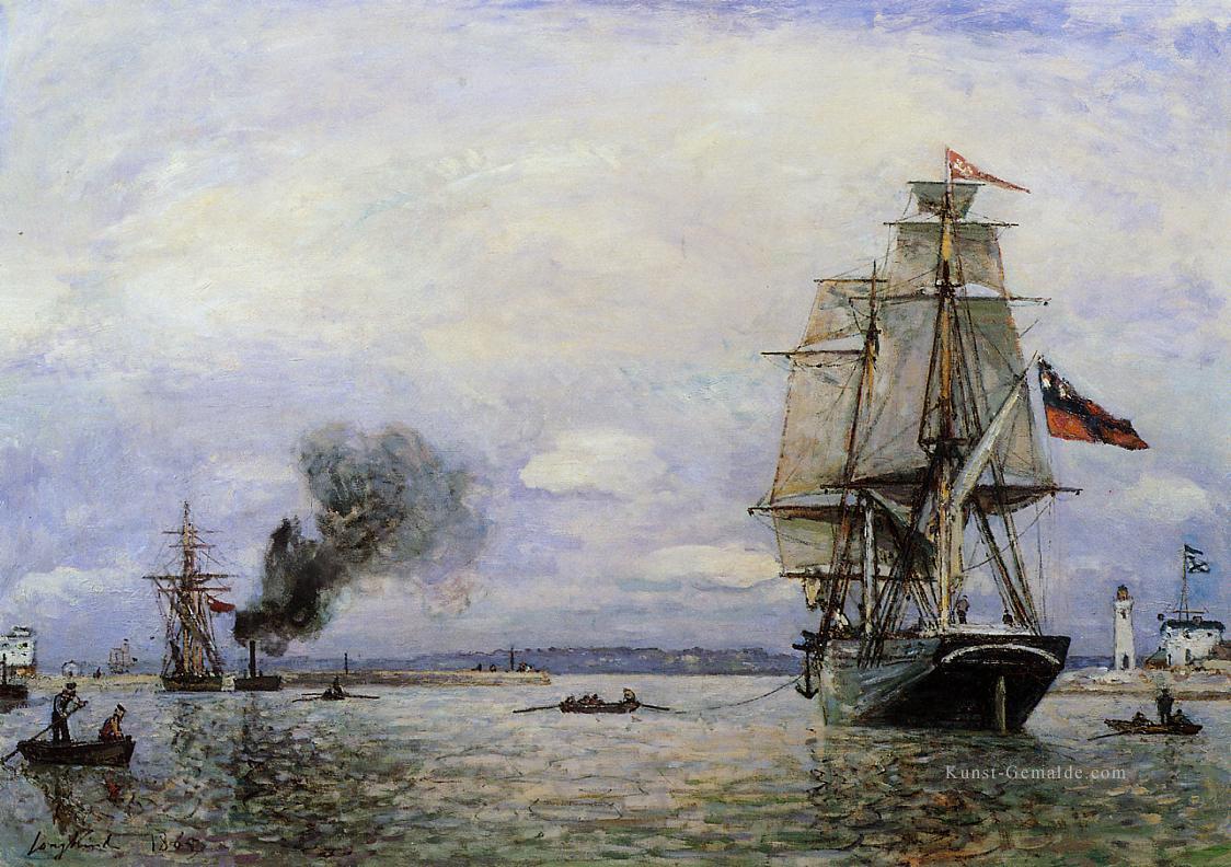 Verlassen des Hafens von Honfleur Schiff Seestück Johan Barthold Jongkind Ölgemälde